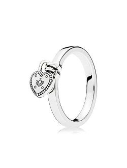 Heart Padlock Ring, Sterling Silver 196571-56 EU 7.5 US