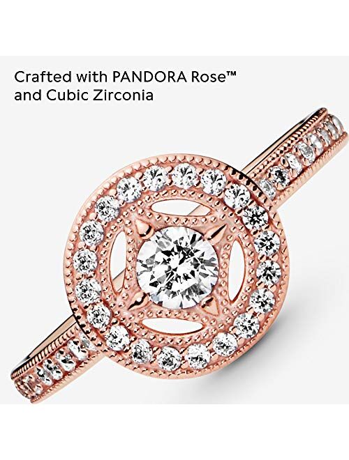 Pandora Jewelry Vintage Circle Cubic Zirconia Ring in Pandora Rose