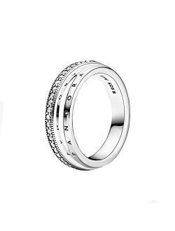 Triple Band Pave 925 Sterling Silver Ring