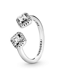 Jewelry Square Sparkle Cubic Zirconia Ring in Sterling Silver