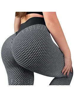 Fapreit Women's Anti Cellulite Butt Lift Ruched Workout Leggings Scrunch Booty Textured High Waist Yoga Pants Gym Tights