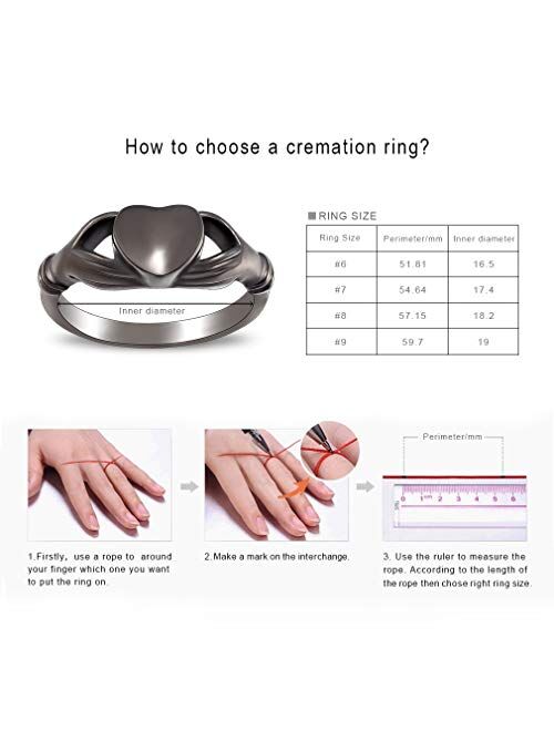 Minicremation Cremation Jewelry Urn Ring for Ashes Women Finger Ring Keepsake Memorial Engraved Jewelry Hold Loved Ones Ashes