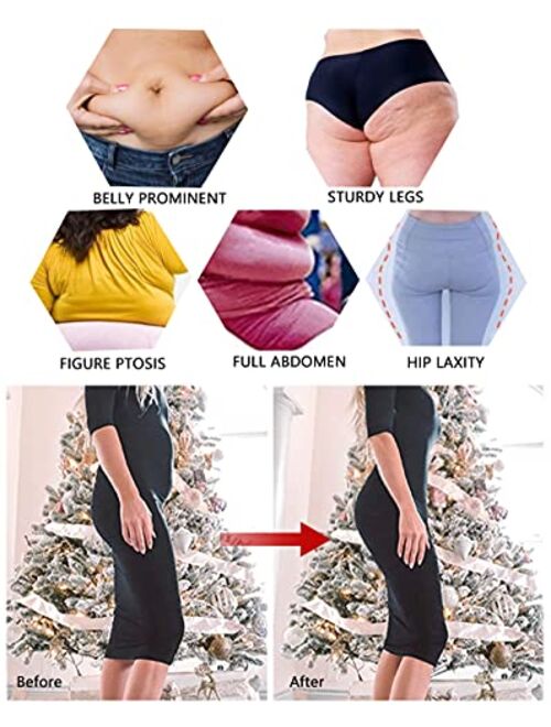 SHAPERX Tummy Control Shapewear for Women Seamless Fajas Bodysuit Open Bust Mid Thigh Body Shaper Shorts