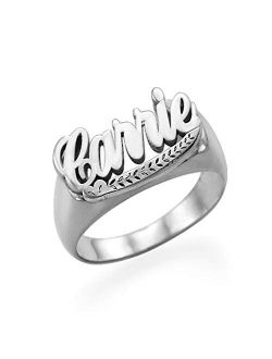 Personalized Unisex Name Ring - Engraved Custom Jewelry Christmas Gift for Mom Women- Band Nameplate Rings
