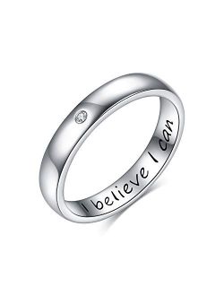 Personalized Birthstone Wedding Band Ring Sterling Silver Engraved Customized Dome Ring Eternity Bands 4.5mm Ring for Women Her Teens Girls Girlfriend Unisex Boyfriend Wi