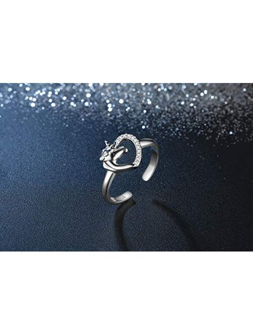 Buy Presentski Heart Unicorn Open Ring 925 Sterling Silver Cute 
