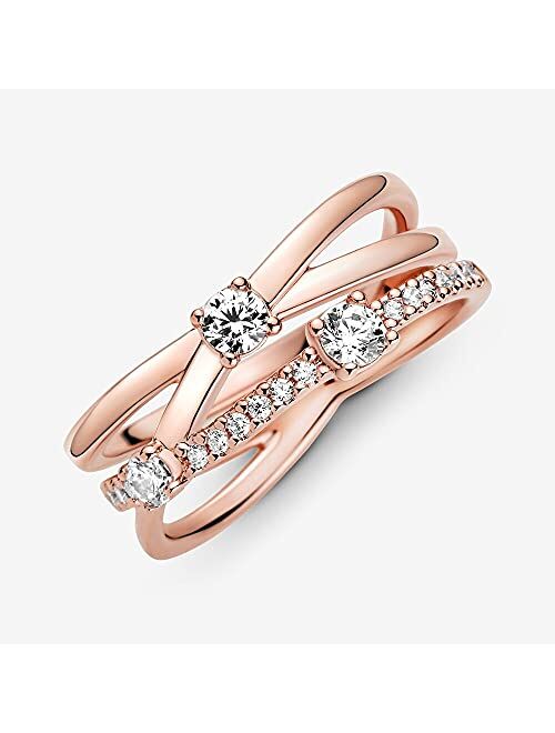 PANDORA Sparkling Triple Band PANDORA Rose Ring