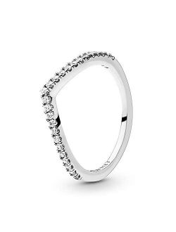 Jewelry Sparkling Wishbone Cubic Zirconia Ring in Sterling Silver