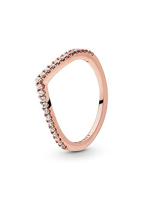 Pandora Jewelry Sparkling Wishbone Cubic Zirconia Ring in Pandora Rose