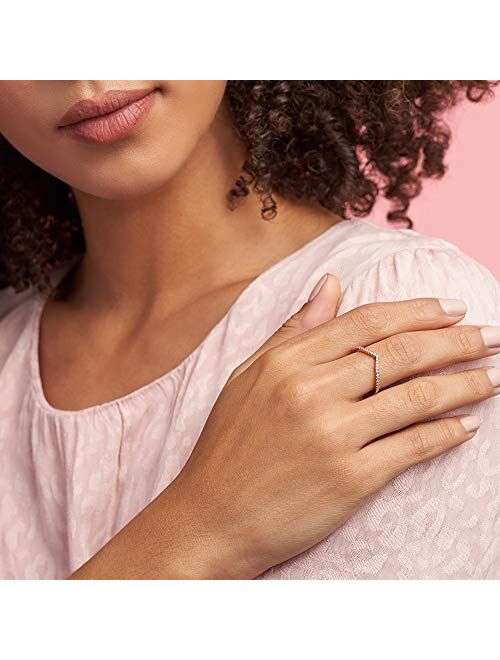Pandora Jewelry Sparkling Wishbone Cubic Zirconia Ring in Pandora Rose