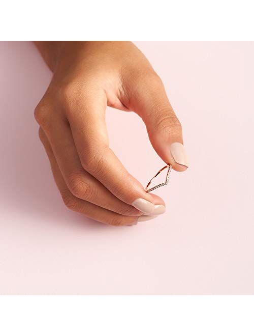 Pandora Jewelry Sparkling Wishbone Cubic Zirconia Ring in Pandora Rose