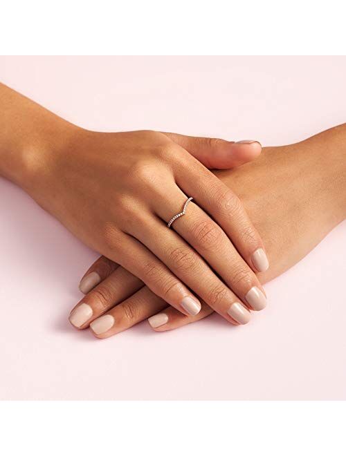 Pandora Jewelry Sparkling Wishbone Cubic Zirconia Ring in Pandora Rose