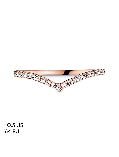 Pandora Jewelry Sparkling Wishbone Cubic Zirconia Ring in Pandora Rose