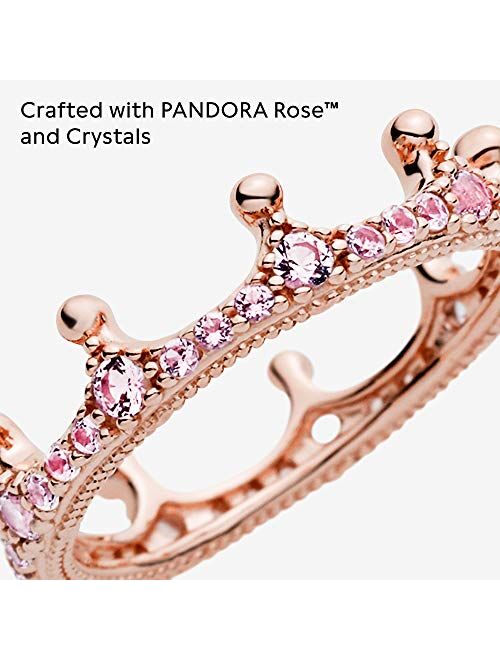 Pandora Jewelry Pink Sparkling Crown Crystal Ring in Pandora Rose