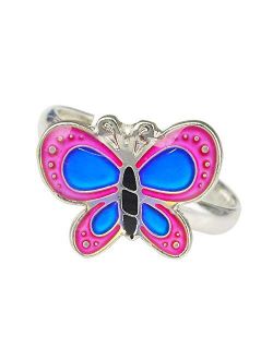 Fun Jewels Colorful Cute Butterfly Color Change Mood Ring for Girls Size Adjustable