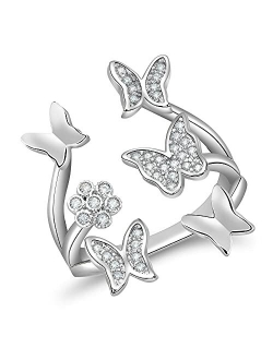 GYHJA Adjustable Dainty Butterfly Rings For Women Teen Girls Pretty Cute Simple Open Crystal Promise Ring Jewelry