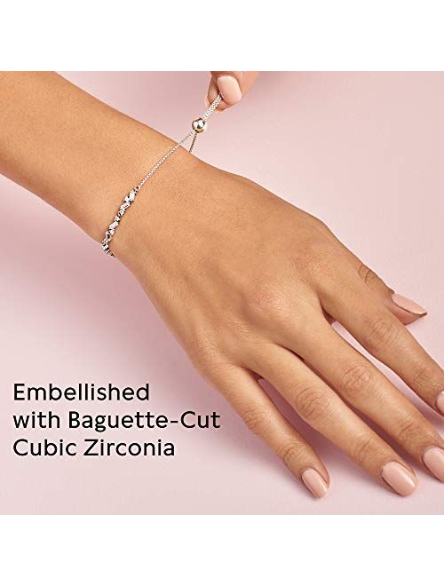 Pandora Jewelry Glacial Beauty Sliding Cubic Zirconia Bracelet in Sterling Silver, 9.8"