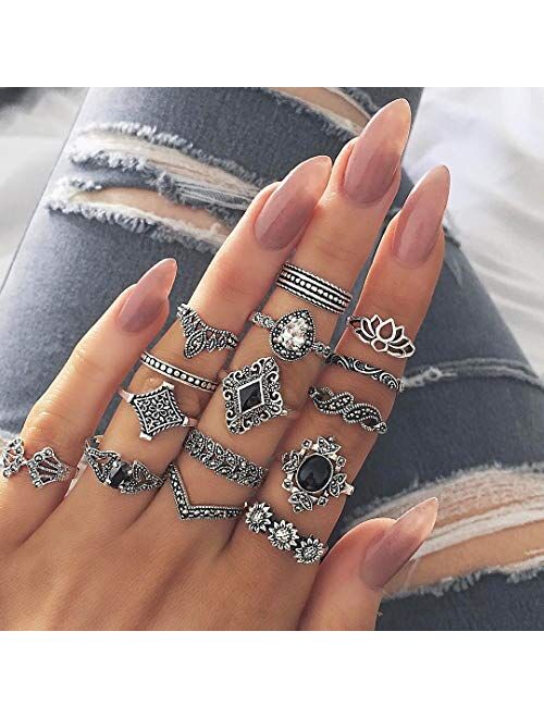 ZZ ZINFANDEL 82PCS Knuckle Ring Set for Women Teen Girls, Boho Vintage Stackable Midi Rings Gold Silver Joint Finger Rings Set Multiple Rings Pack Size 5-10