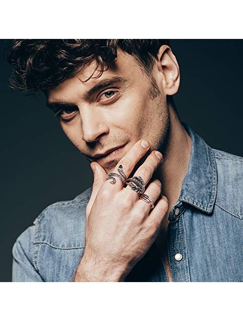 Y2K Open Rings Set Knuckle Stacking Ring Snake Ring Boho Finger Rings for Women Men Girls