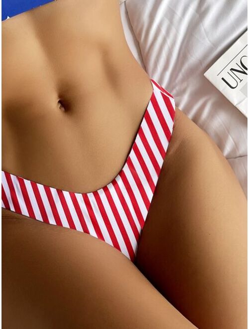 Shein Star & Striped Random Print Bandeau Bikini Swimsuit