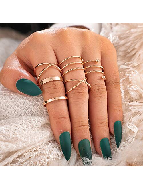 FUTIMELY 76Pcs Bohemian Knuckle Stackable Rings Set for Women Teen Girls Vintage Gold&Silver Rings Crystal Joint Midi Finger Rings Set Multiple Rings Pack