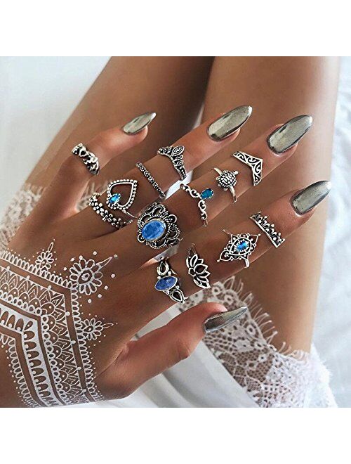 ZZ ZINFANDEL 62Pcs Vintage Knuckle Rings Set Stackable Finger Rings Midi Rings for Women,Joint Nail Band Cuff Toe Statement Finger Rings for Teens Girls