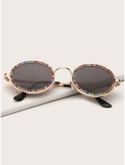 Rhinestone Metal Frame Sunglasses