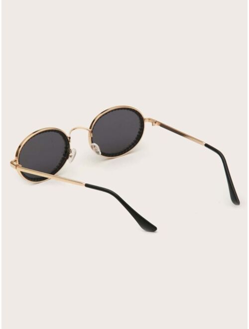 Shein Rhinestone Metal Frame Sunglasses