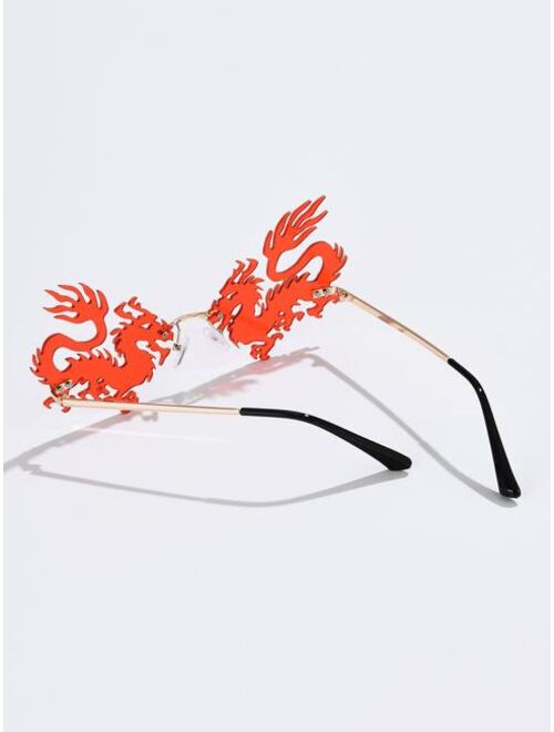 Shein Rimless Dragon Frame Sunglasses