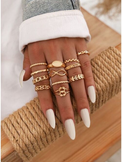 Shein Assorted Geometric Ring Set - 12pcs-stackable or knuckle ring
