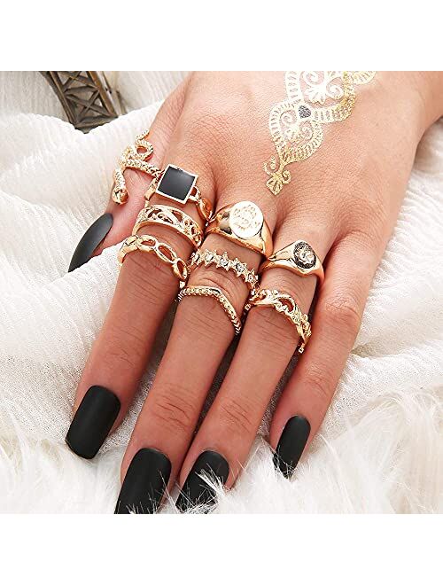 Snake Knuckle Stacking Ring Set Boho Vintage Gold Stackable Midi Finger Rings for Women Teen Girls