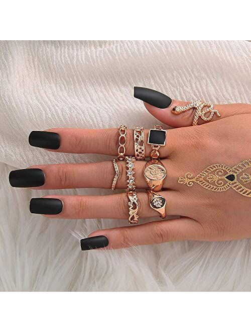 Snake Knuckle Stacking Ring Set Boho Vintage Gold Stackable Midi Finger Rings for Women Teen Girls