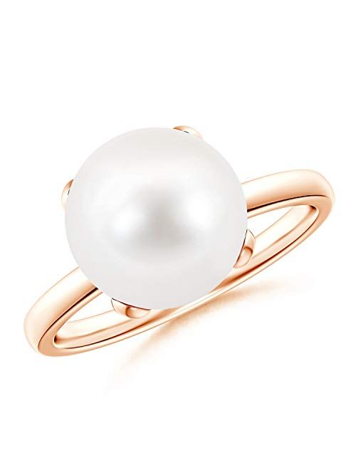 June Birthstone - Classic Solitaire Freshwater Pearl Ring (10mm Freshwater Cultured Pearl)