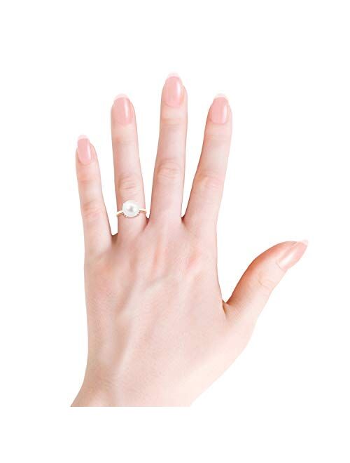 June Birthstone - Classic Solitaire Freshwater Pearl Ring (10mm Freshwater Cultured Pearl)