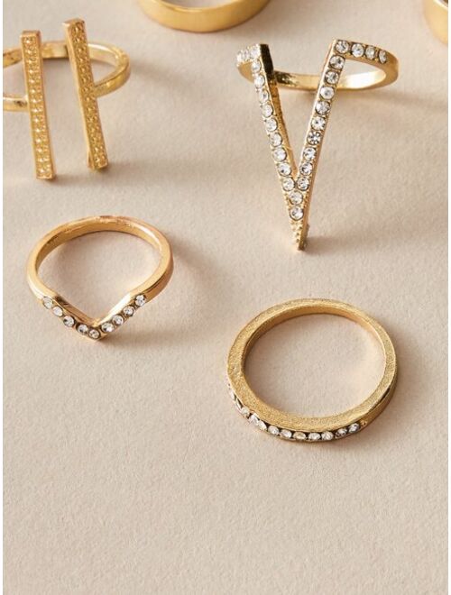 Shein 12pcs Rhinestone Decor Geometric Decor Ring-stackable or knuckle ring