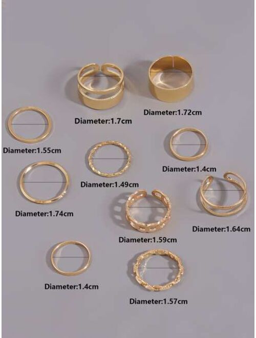 Shein 10pcs Simple Ring-stackable or knuckle ring