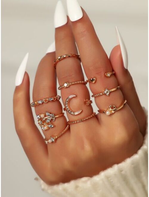 Shein 10pcs Rhinestone Decor Ring--stackable or knuckle ring