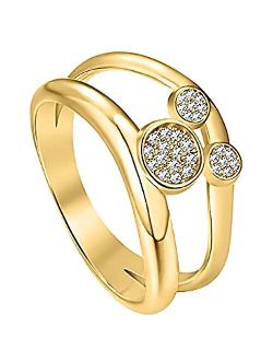 SVC-JEWELS Mickey Shape Rings Yellow Gold Over Sterling Silver White Diamond Mouse Ring for Women Girl Party Jewelry
