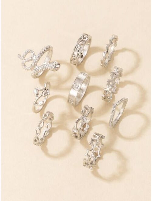 Shein 10pcs Hollow Out Star Decor Ring-stackable or knuckle ring