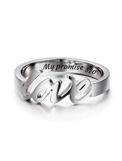 Personalized Name Ring Custom Name Plate Stacking Ring Engrave Word Name Initial Ring for Women Men Girl