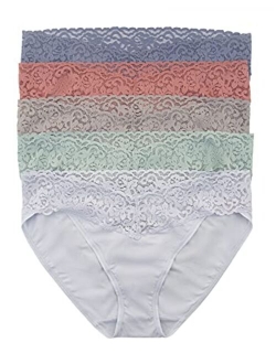 Stretchy Lace Trimmed Bikini Underwear - Sexy Underwear for Women, Bikini Panties, Seamless Panties (5-Pack)
