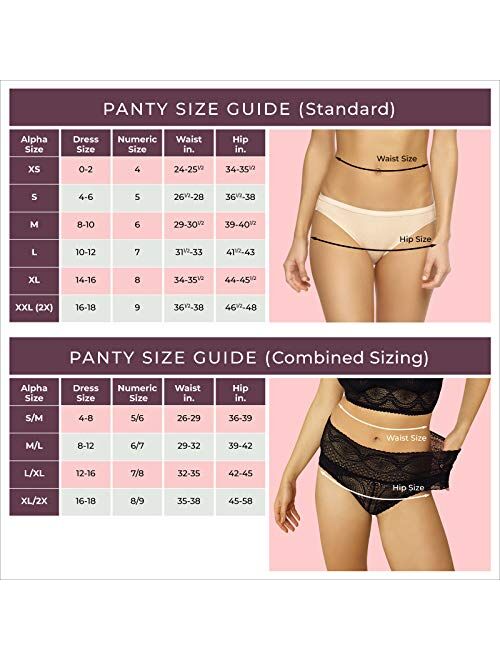 Felina Stretchy Lace Trimmed Bikini Underwear - Sexy Underwear for Women, Bikini Panties, Seamless Panties (5-Pack)