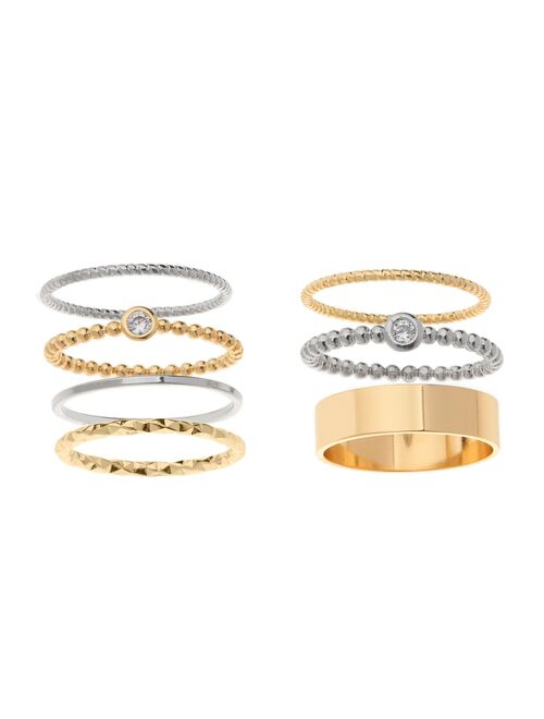 Sonoma Goods For Life® Two-Tone Stone & Textured Stackable Ring Set