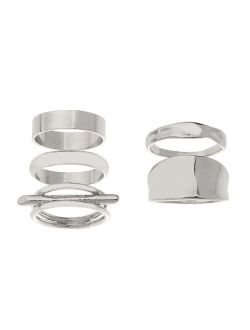 Silver Tone Wavy Stackable Ring Set