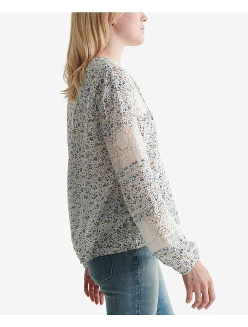 Lucky Brand Women's Lace-Inset Bohemian Blouse