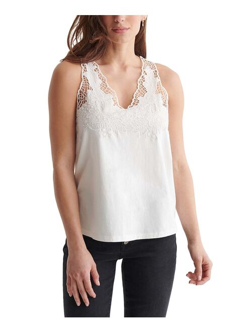 Lucky Brand Bright White Embroidered Cutwork Tank - Women