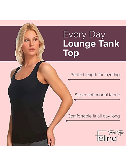 Felina Stretch Layering Women’s Tank Top - Seamless Cotton Tank Top for Women, Workout Top (3-Pack)