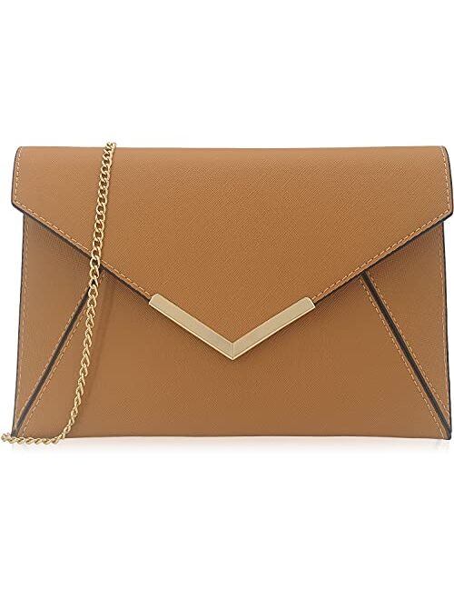Dexmay Women Envelope Clutch Handbag Medium Saffiano Leather Foldover Clutch Purse