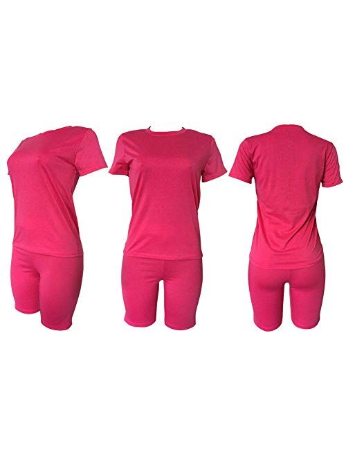 Women’s Casual Two Piece Outfits Short Sleeve Bodycon Shorts Set Jogging Suit Summer