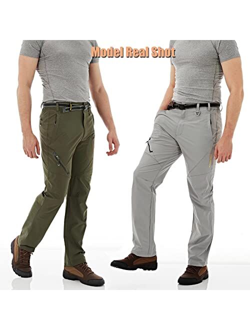 MAGCOMSEN Men's Hiking Pants 4 Zip Pockets Rip-Stop, Water Resistant, Lightweight Work Fishing Pants